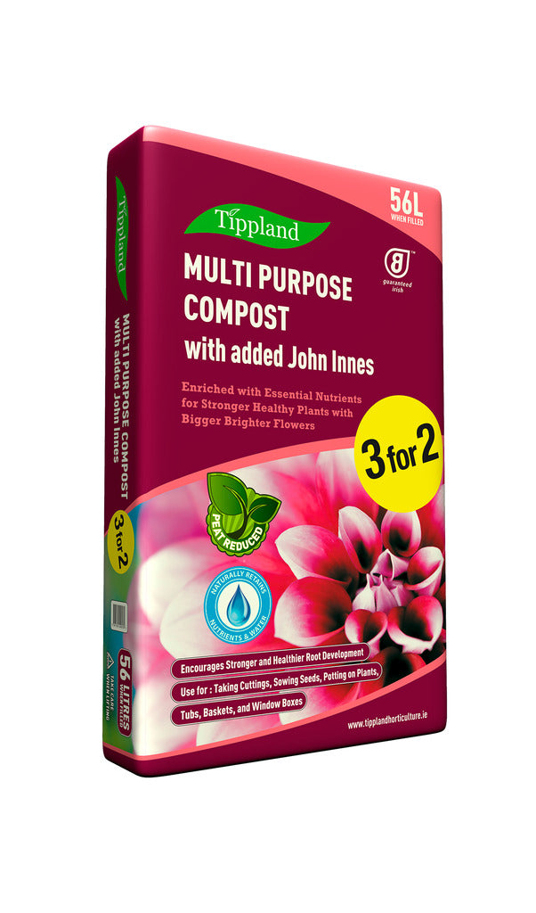 Tippland Multipurpose Compost With Added John Innes 56L - Buy 2 Get 1 Free